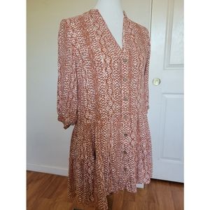 Skylar + Madison drop Waist mini longsleeve dress size Small orange like color.